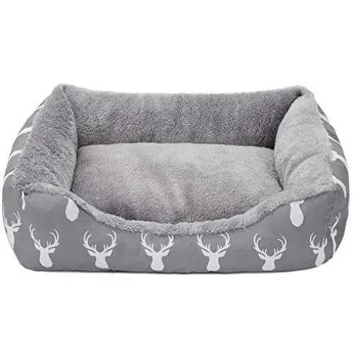 Hollypet Printed Flannel Rectangle Plush Dog Cat Bed Self-Warming Pet Bed, Gray Antlers Hollypet Printed Flannel Rectangle Plush Dog Cat Bed Self-Warming Pet Bed, Gray Antlers