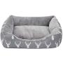 Hollypet Printed Flannel Rectangle Plush Dog Cat Bed Self-Warming Pet Bed, Gray Antlers
