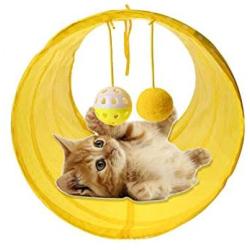 Anxyuan Collapsible Cat Tunnel Tube Outdoor Portable Cat Tent Small Animal Enclosure Hideaway Playhouse Great Toy with Balls for Rabbit Kitten Kitty Puppy