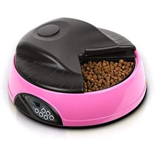 Yangmani 4 Meals Automatic Pet Feeder Food Trays Bowl Dispenser Setting Fixed Time Non-Toxic Container Recording Reminders Hot New