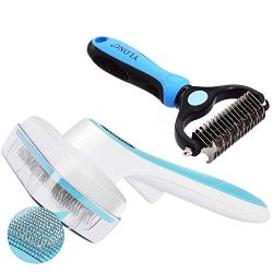 YLONG Self Cleaning Slicker Brush & Pet Grooming Rake 2 Pack Professional Pet Grooming Brush for Dogs and Cats,with Short to Long Hair