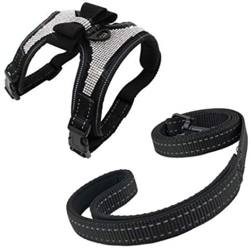 Newtensina 2pcs Bow Ties Bling Cute Dog Harness with Lead for Dog