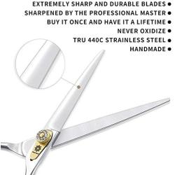 Dream Reach Professional Dog Grooming Straight, Curved, Thinning/Blending/Chunking Scissors Kit, JP-440C Stainless Steel Pet Cat Hair Cutting/Trimming Shears