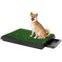 Synturfmats Indoor Pet Potty Patch Puppy Pee Training Pad, Deluxe 3 Pieces Dog Relief System with Drawer, Green, Medium with Drawer 20''x25''x2''