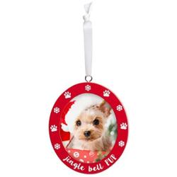 Pearhead Pet Jingle Bell Pup Photo Ornament, Red