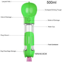 Newthinking Dog Water Bottle for Walking, Portable Dog Water Travel Dispenser with Food Container, Poop Shove and Waste Bag for Pets Outdoor Walking, Hiking, Travel