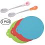 SENHAI 3 Pcs Silicone Pet Can Covers & 2 Pcs Pet Spoons, Canned Food Lid and Spoon for Dog and Cat, One Meet Three Sizes - Red Green, Light Blue