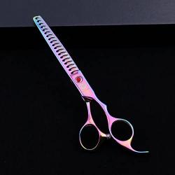 Purple Dragon 7.0'' Professional Pet Grooming Scissors - Dog Chunker Shears - Adult Animal Thinning/Blending Hair Trimmer for Pet Groomer or Family DIY (multicolor)