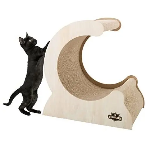 Cat Scratching Post- Wood and Cardboard Incline Vertical Scratcher Station for Kittens and Large Cats, Furniture Scratch Deterrent by PETMAKER Cat Scratching Post- Wood and Cardboard Incline Vertical Scratcher Station for Kittens and Large Cats, Furniture Scratch Deterrent by PETMAKER