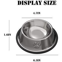 Rapsrk Stainless Steel Dog Cat Bowls for Small/Medium/Large Dogs,Cat Kitten Rabbit Dish with Rubber Base , Pets Feeder Bowl and Water Bowl Perfect Choice (4Pack)