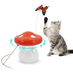 Peffiti Interactive Laser Cat Toy, 360 Degree Automatic Rotating Laser and Realistic Fluttering Butterfly 2 in 1 Chaser Electronic Cat Toy for Indoor Cats, Freely Speed Setting and 3 Timer Setting