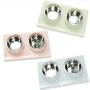 ikjuh Double Pet Bowls Stainless Steel for Dogs Cats Food and Water Spine Protection Easy Clean Safety Material Whisker Friendly No Spill Non-Slip