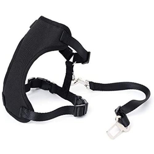 Mile High Life | Car Dog Harness Plus Connector Strap | Dog Seat Belt | Double Breathable Mesh Fabric with Car Vehicle Safety Seat Belt