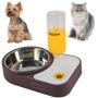 HMEPP Dog Cat Pets Water and Food Bowls with Automatic Water Dispenser for Small or Medium Size Dogs Cats，Stainless Steel Pet Bowls No-Spill Resin Station，Puppy Water Dispenser Station