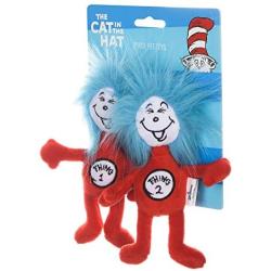 Dr. Seuss The Cat in The Hat 3 Piece Cat Toys with Catnip Inside| Cat Feather Toys from Dr. Seuss Collection | Feather Cat Toys with Characters from Cat in The Hat Including The Cat and Thing 1,