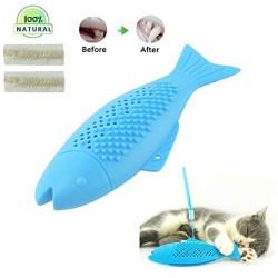 meocute Simulation Silicone Fish Shape Cat Toothbrush Toys,Durable Non Toxic Cat Toothbrush Cat Teeth Cleaning Toy Pet Cat Chew Toy with Catnip