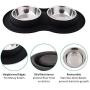 Roysili Double Dog Bowl Pet Feeding Station, Stainless Steel Water and Food Bowls with Non Skid Non Spill Silicone Mat, Premium Quality Dog Bowl Holder for Mini Small Medium Dogs Cats Puppy
