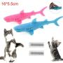 ocijf179 Cat Toy Pet Cat Kitten Silicone Shark Shape Toothbrush Catnip Molar Bite Chew Play Toy - Blue