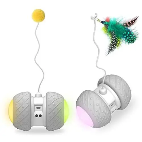JMXAFMY Smart Automatic Cat Teaser Electronic Pet Cat Toy with Wheels Rechargeable Flash Rolling Colorful Light Cat Sticker JMXAFMY Smart Automatic Cat Teaser Electronic Pet Cat Toy with Wheels Rechargeable Flash Rolling Colorful Light Cat Sticker