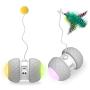 JMXAFMY Smart Automatic Cat Teaser Electronic Pet Cat Toy with Wheels Rechargeable Flash Rolling Colorful Light Cat Sticker