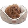 Bedsure Round Cat Bed for Indoor Cats Clearance, 20 inch Small Washable Dog Bed for Puppy and Kitties with Slip-Resistant Bottom, Plush Flannel Pet Supplies, Camel