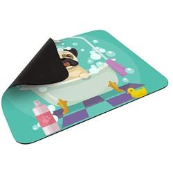 Nursery,Pug Dog in Bathtub Grooming Salon Service Shampoo Rubber Duck Pets in Cartoon Style Image Square Mouse Pad style12 2025cm
