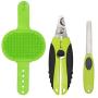 N/A Pet Grooming Set for Dogs & Cats ¨C Includes Massage Brush Bath Comb, Nail Clippers, and Nail File, Green 3-in-1 Pet Care Set
