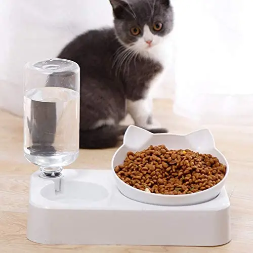 Hawiton Cat Bowl Elevated - Cat Food Bowl/Water Bowl, Pet Food Bowl Slow Cat Feeder Bowl with Stand Anti Ant Small Spill Proof Feeding Wide Bowls 15°Tilted Pet Bowl for Dogs Cats Puppy