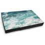 Blue Ocean Waves, Large Dog Bed for Small, Medium, Large Dogs/Cats Up to 65 Lbs, Thick Mattress with Removable Washable Cover and Waterproof Lining