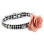 PETFAVORITES Rhinestone Dog Collar, Designer Crystal Dog Jewelry with Rose Flower Charm, Cute Houndstooth Cloth Cat Collar for Small Dogs Girl, Teacup Yorkie Chihuahua Clothes Costume Accessories