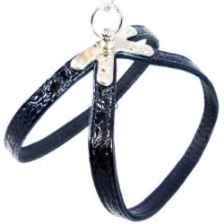 Luxury Black Real Leather Dog Harness for Toy Breeds with Stud X-Small. Fits for 10''-14'' Chest.