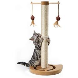 PEEKAB Cat Scratching Post Kitten Sisal Scratcher Tree Cat Tracking Interactive Toys - 25 inches Beige