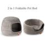 Hollypet Self-Warming 2 in 1 Foldable Cave Shape High Elastic Foam Pet Cat Bed for Cats and Small Dogs, 16 × 16 × 12.5 Inches