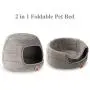 Hollypet Self-Warming 2 in 1 Foldable Cave Shape High Elastic Foam Pet Cat Bed for Cats and Small Dogs, 16 × 16 × 12.5 Inches