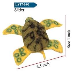 Le Sharma Eco-Turtle Mini 4'', Made from Felted Wool, Sturdy and Stuffing-Free, Multi-Color, Cat Toy