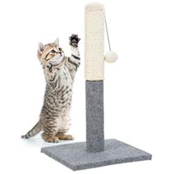 Relaxdays Freestanding Scratching Post for Cats with Sisal Post and Ball, 54 cm, Grey