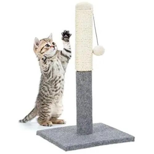 Relaxdays Freestanding Scratching Post for Cats with Sisal Post and Ball, 54 cm, Grey Relaxdays Freestanding Scratching Post for Cats with Sisal Post and Ball, 54 cm, Grey