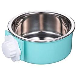 IMIKE Removable Stainless Steel Crate Dog Bowl,Pets Hanging Water Food Feeder Bowl Cage Coop Cup for Dogs,Cats,Birds,Small Animals-Blue