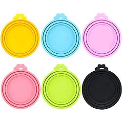 IVIA PET Food Can Lids, Universal BPA Free Silicone Can Lids Covers for Dog and Cat Food, One Can Cap Fit Most Standard Size Canned Dog Cat Food（6 Pack Multicolor