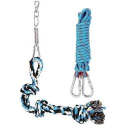 DIBBATU Spring Pole Dog Rope Toys with a Big Spring Pole Kit, Strong Dog Rope Toy and a 16ft Rope for Pitbull & Medium to Large Dogs Outdoor Hanging Exercise Rope Pull & Tug of War Toy-Muscle Builder