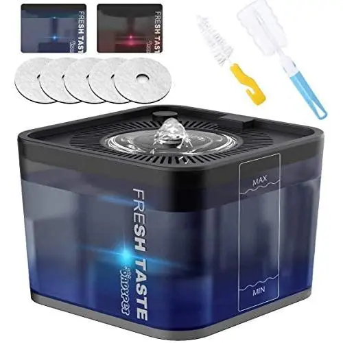 DADYPET Cat Water Fountain 84oz/2.5L Pet Fountain with 5 Filters, Auto Power Off Pump with LED Light, Automatic Pet Drinking Fountain with Silent Pump(<20dB) , Translucent for Water Level Visible DADYPET Cat Water Fountain 84oz/2.5L Pet Fountain with 5 Filters, Auto Power Off Pump with LED Light, Automatic Pet Drinking Fountain with Silent Pump(<20dB) , Translucent for Water Level Visible