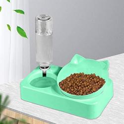 Sapine Raised Cat Food Bowls 0-15° Adjustable Tilted Gravity Cat Dog Food Water Elevated Bowls Set with Automatic Water Bottle, Cat Dish with Stand Pet Food Water Feeder for Cats Small Dogs