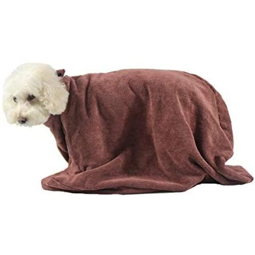 Dog Bathrobe Towel, Fast Drying Dog Bag, Microfiber Bathrobe Powerful Absorbent Zipper Pet Cat Bath Robe for Puppy Small Medium Dogs