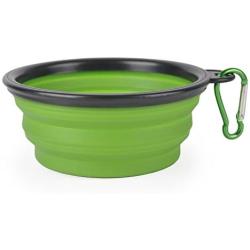 KABB Collapsible Dog Bowl, Portable Extra Large Size Foldable Expandable Silicone Pet Travel Bowl for Pet Dog Food Water Feeding, 1 Piece Green