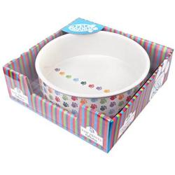 Pet Brands Paw Prints Ceramic Dog Dish, 6 inch