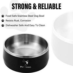 PetHaven Dog Bowl Cat Bowl for Food and Water, Stainless Steel Double-Wall Metal,Keeps Cold for Hrs, Non Slip Feeding Dish, Anti-Rust, Small Medium Large Pets - 56 Ounces