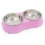 KLASKWARE Stainless Steel Pet Bowl,Double Small Dog Bowl with Non-Skid Rubber Feet, Food Water Dish Feeder for Dogs Cats and Pets
