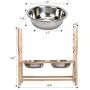 Niubya Dog Bowl with Elevated Stand, Bamboo Framed Raised Bowls for Cats and Small Dogs with Adjustable and Anti-Slip Legs, Include 2 Stainless Steel Bowls Niubya Dog Bowl with Elevated Stand, Bamboo Framed Raised Bowls for Cats and Small Dogs with Adjustable and Anti-Slip Legs, Include 2 Stainless Steel Bowls