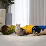 ZZK Cat Tunnel Pet Cat Bed Cat Tunnel Hidden Toy with Multiple Tracking Holes Foldable Tunnel Mat Four Seasons Universal Cat Toy Removable and Washable