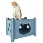 mascopets Cat Bed and Cat Scratcher for Indoor Hand Painted 2 Level Design MDF and Polyester 22x15.7x16.5 Inches